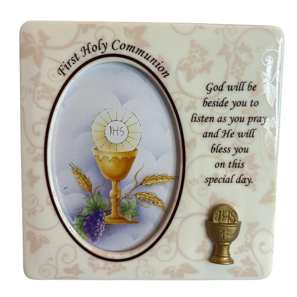 First Holy Communion Photo Frame with Inspirational Verse Religious Gift